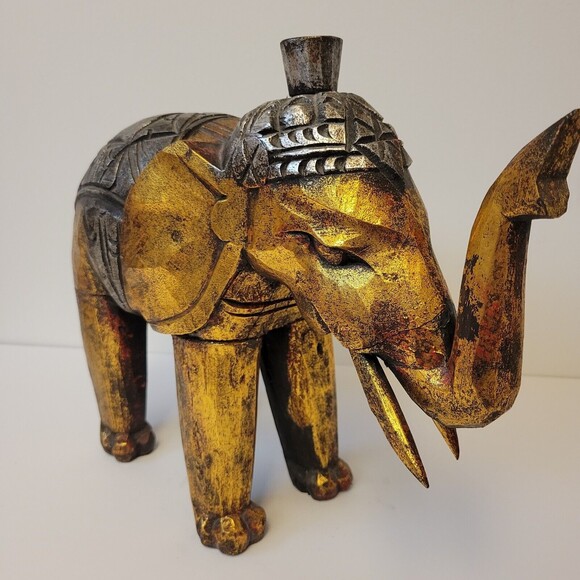 Wooden Handmade Hand Carving And Painting Elephant - Picture 11 of 12
